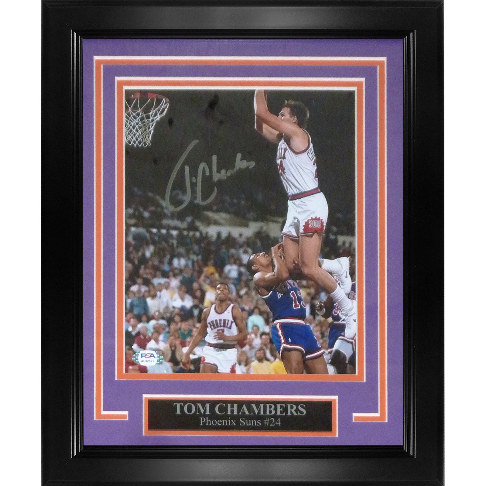 Tom Chambers Autographed Phoenix Suns Framed 8x10 Photo - PSA