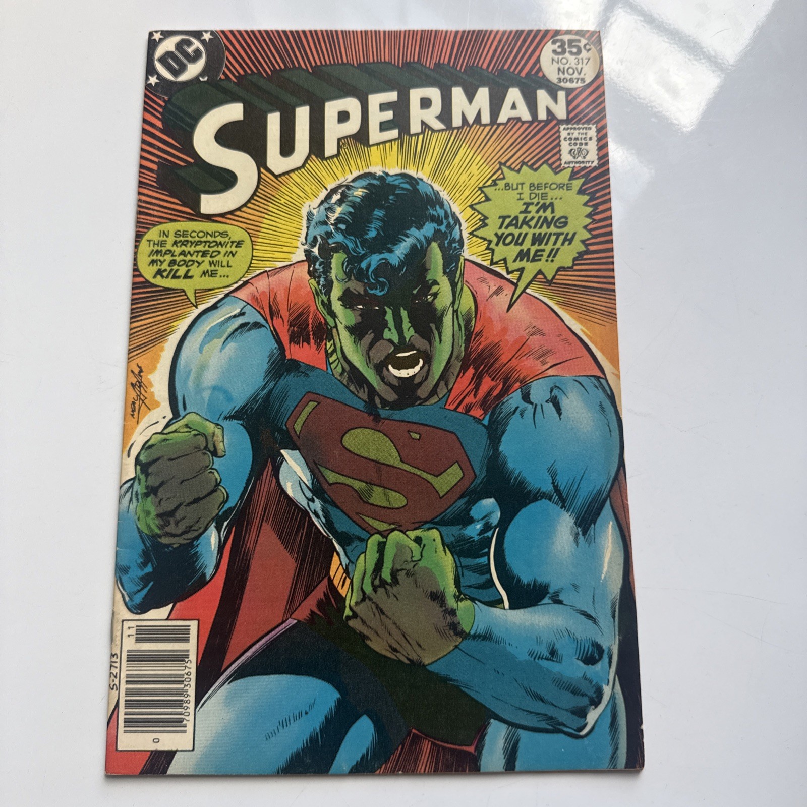 Superman 317 NEWSSTAND Neal Adams Cover DC Comics Bronze Age 1977
