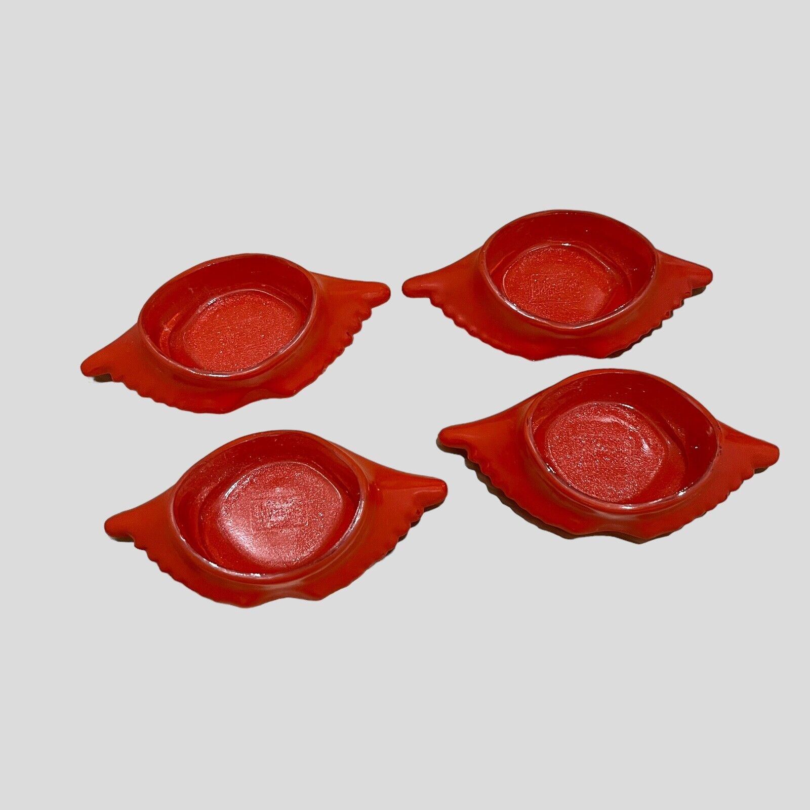 Vintage Red McKee Glasbake Deviled Crab Imperial Baking Shell Dishes Set Of 4