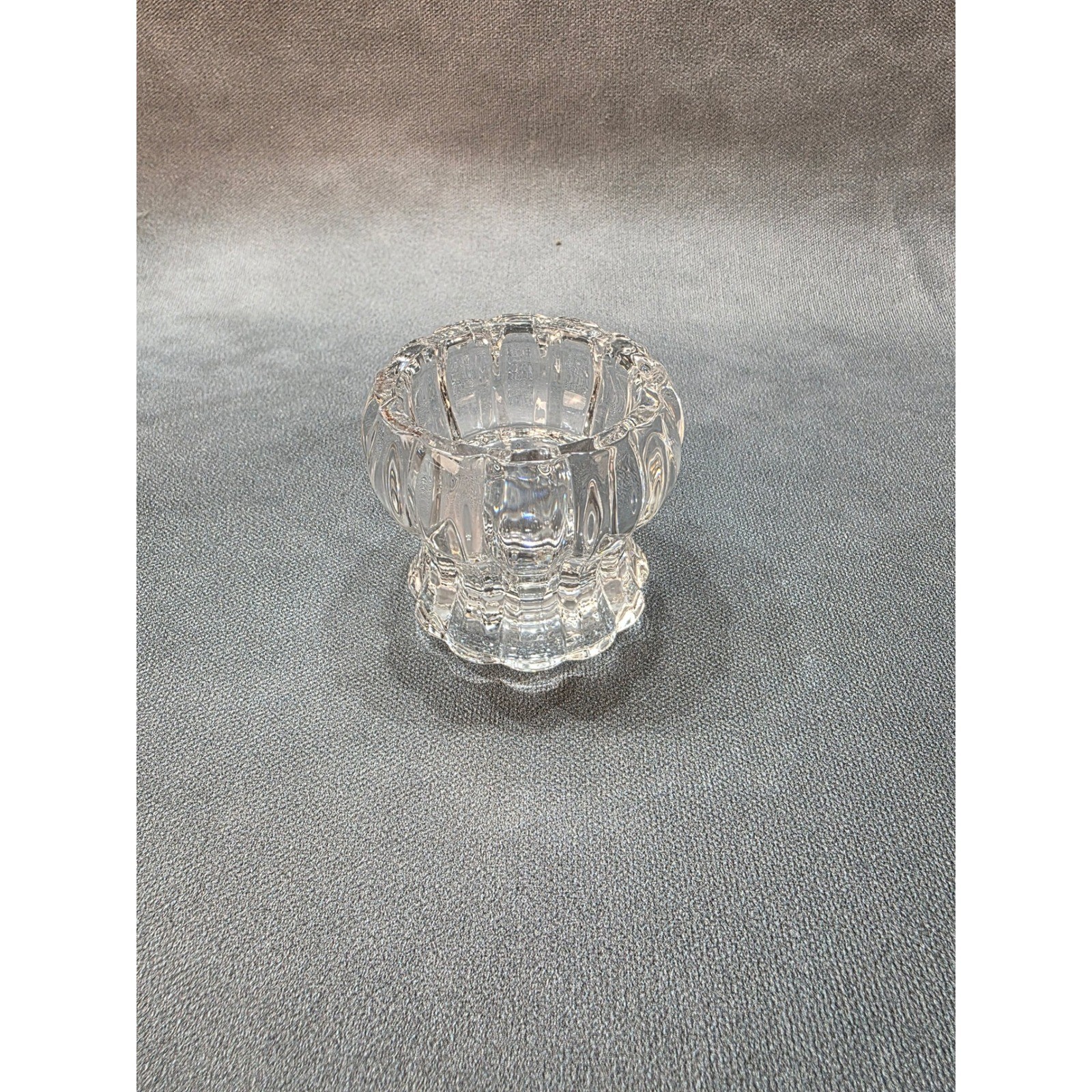 Vintage Clear Pressed Glass Scalloped Open Salt Cellar Pedestal Dip Dish 2in