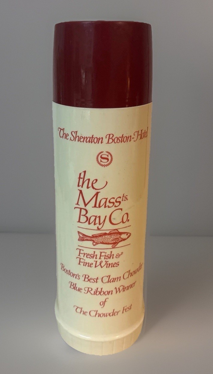 Thermos Large Bottle The Sheraton Boston Hotel Mass Bay Co Clam Chowder 13.5