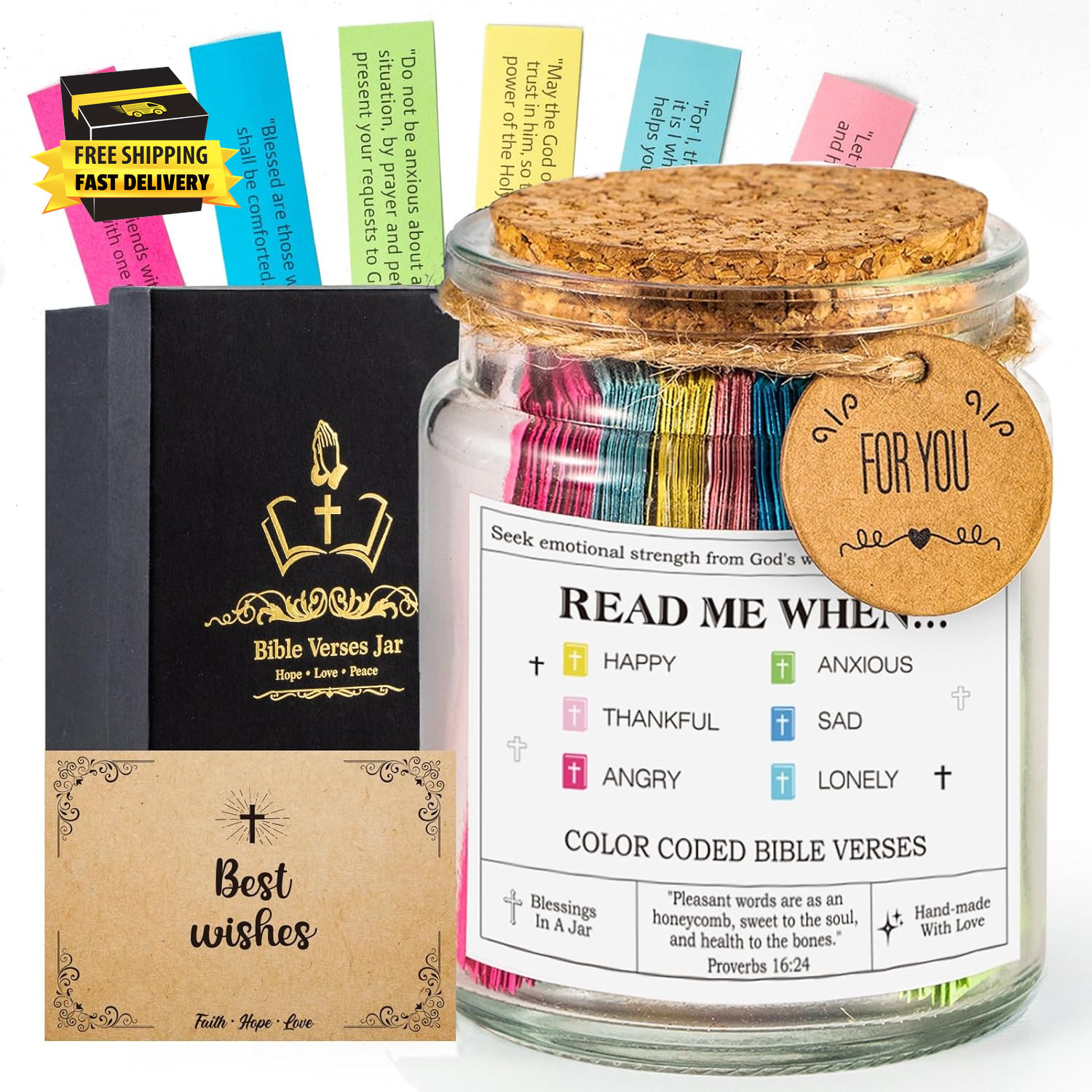 Bible Verse Jar(Kjv) - Christian Gifts for Women, Men, Mom, Dad, Friend, Birthda