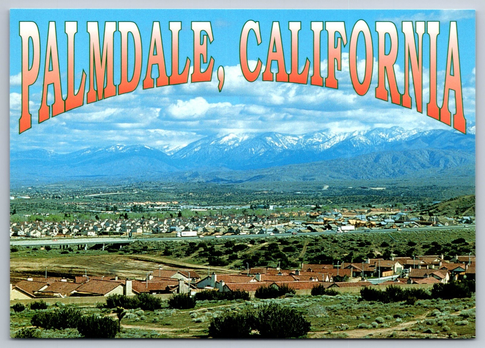 Palmdale California City Aerial View Continental Postcard 4x6 CA