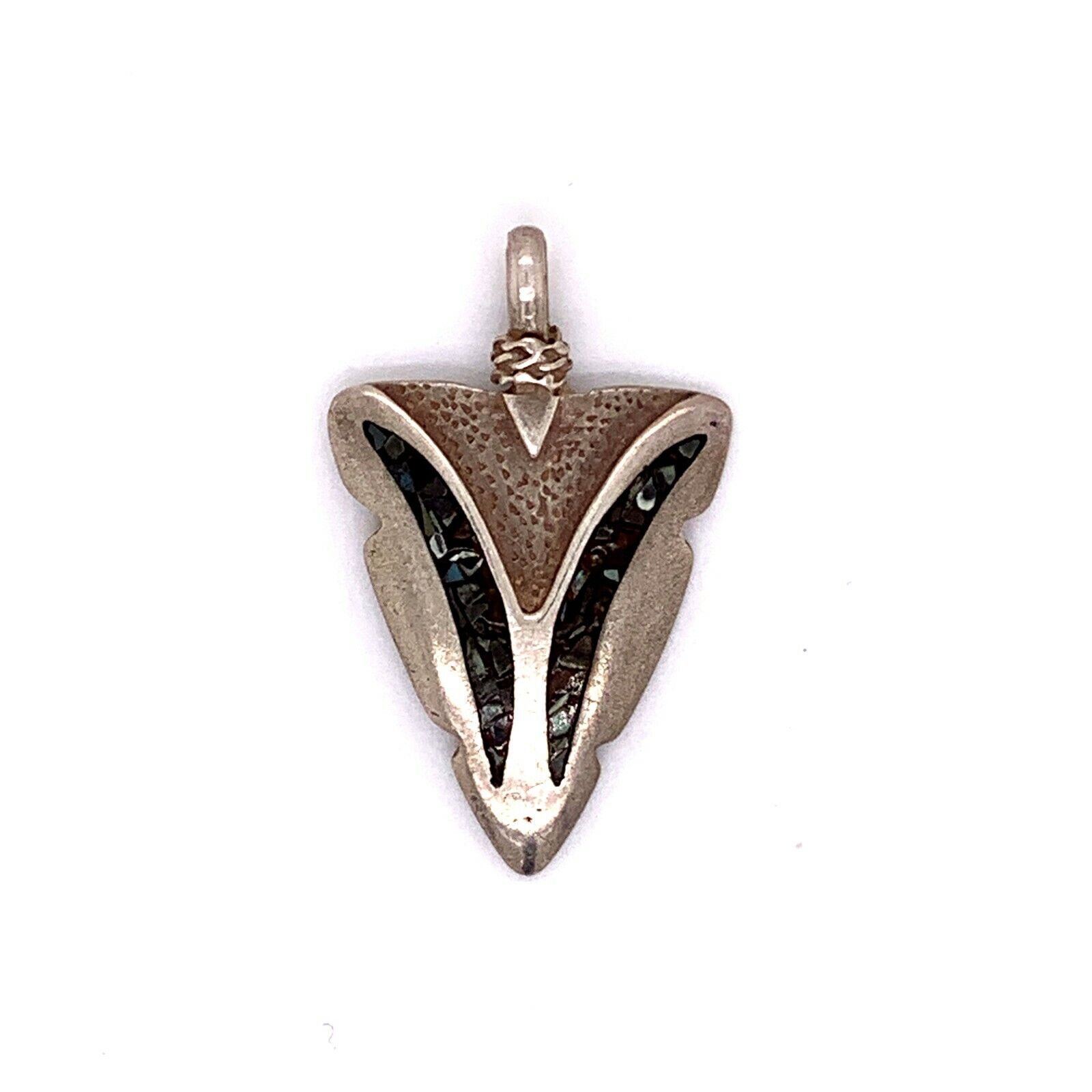 Vintage Navajo Sterling Silver & Inlaid Stone Arrowhead Pendant 85