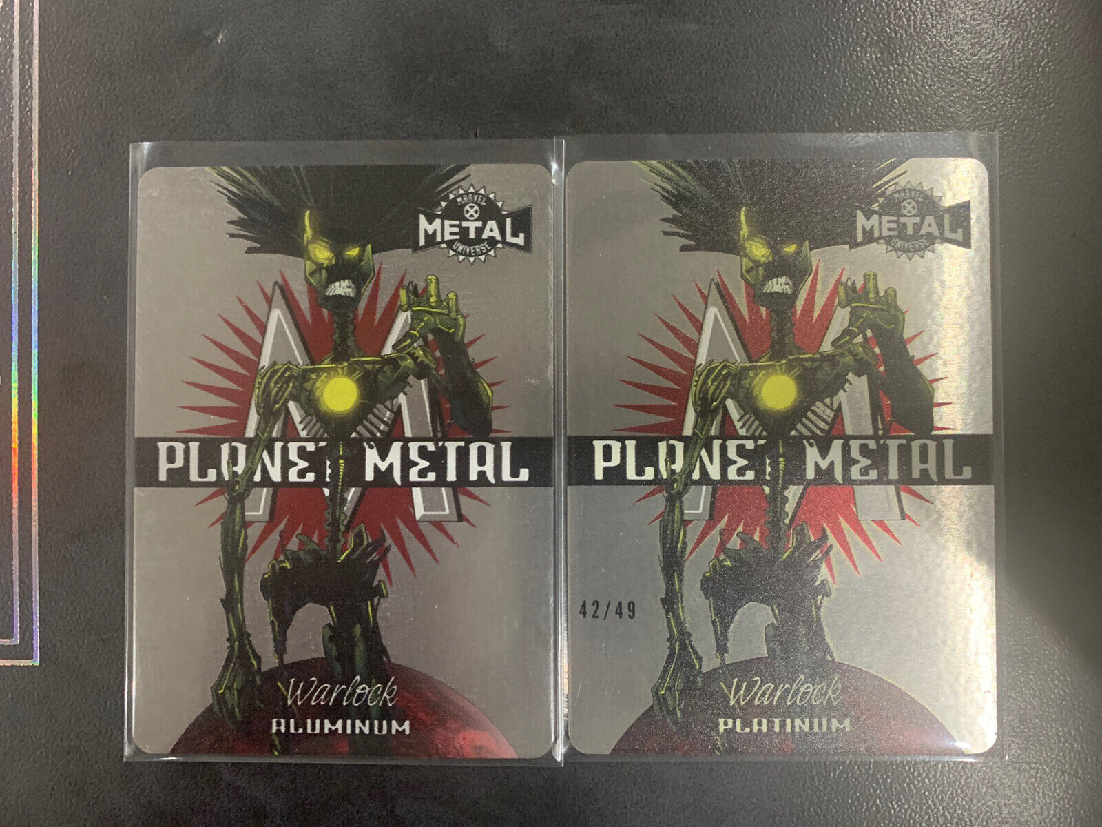 2021 Marvel Metal Universe Planet Metal WARLOCK #d /49 Platinum + Aluminum Combo