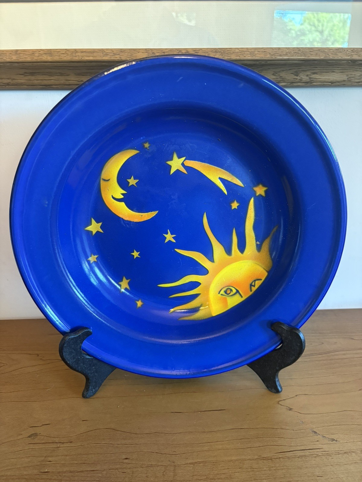 Vintage Kockums Sweden Celestial Enamelware 12.25” Serving Dish Sun Moon Stars