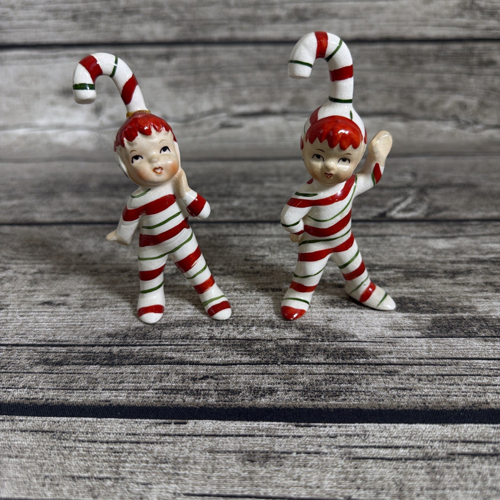 Geo Z Lefton Candy Cane Kids Elves Pixies Christmas Japan One Repaired Read
