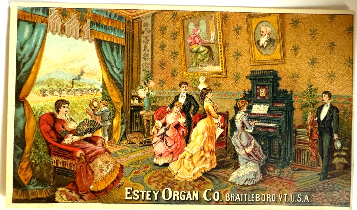 c1880s Antique Trade Card Estey Organ Co, Brattleboro, VT 5 1/2
