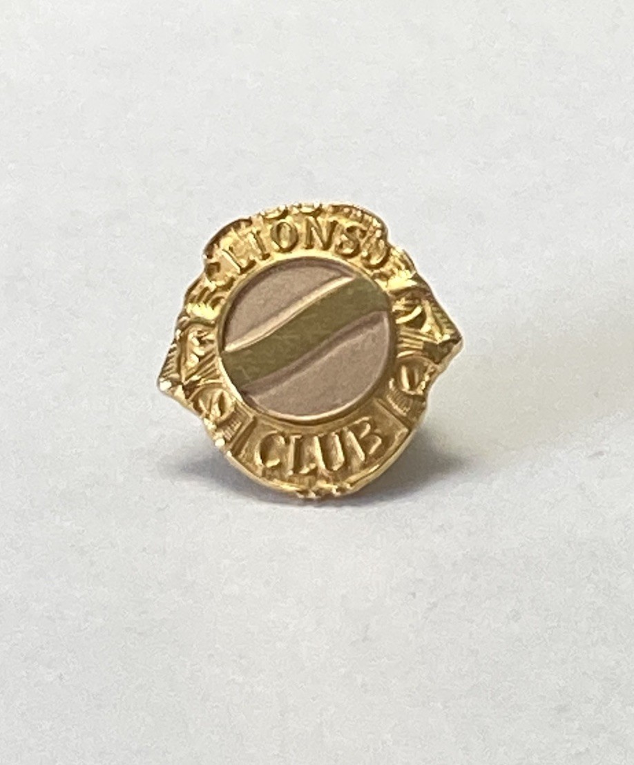 Vintage Lions Club Logo Gold Plated Pin 1/10 10K Pinback