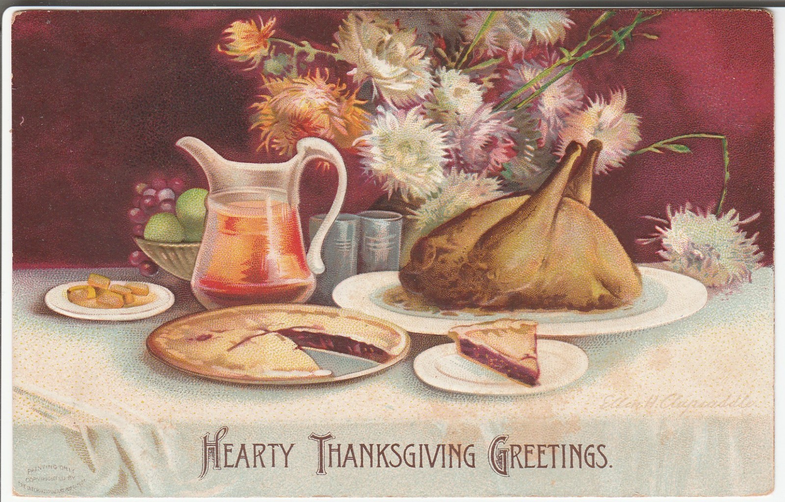 Thanksgiving postcard - Hearty Thanksgiving greetings - Ellen Clapsaddle 1907
