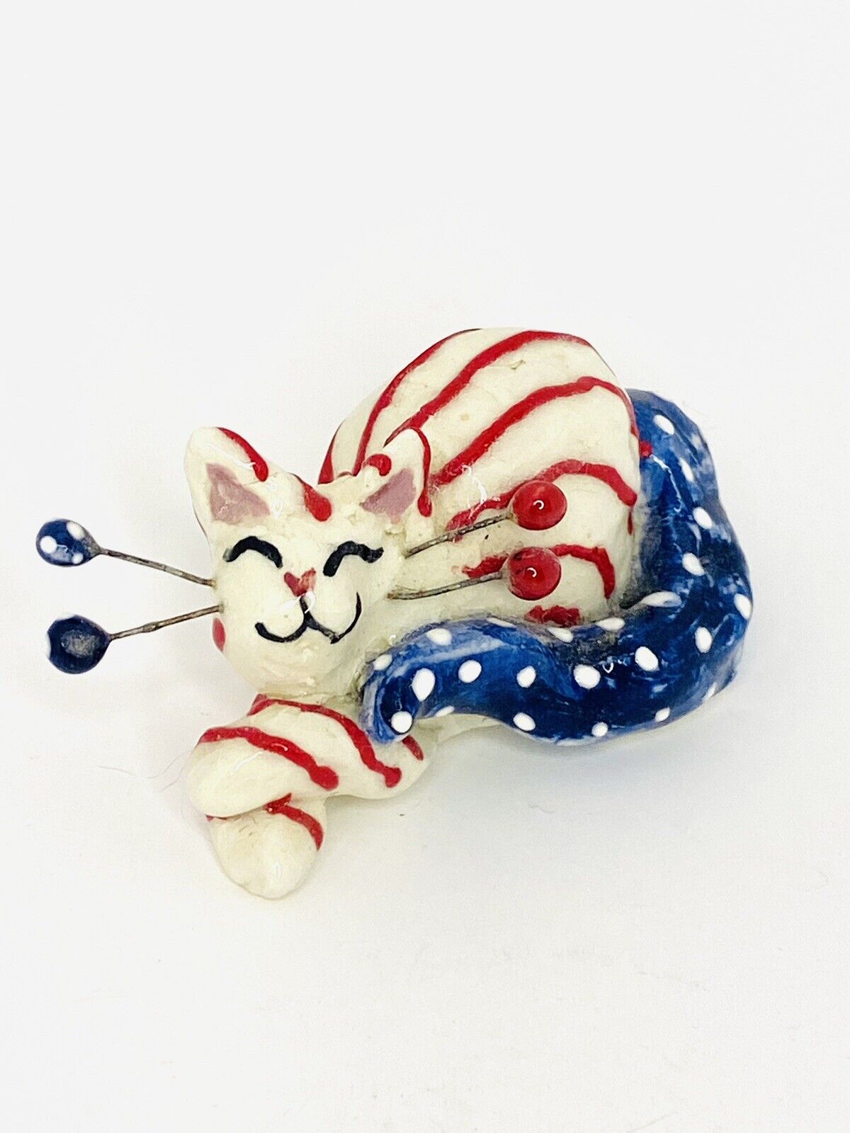 Rare Amy Lacombe Mini Patriotic Red White Blue America Kitty Cat Estate