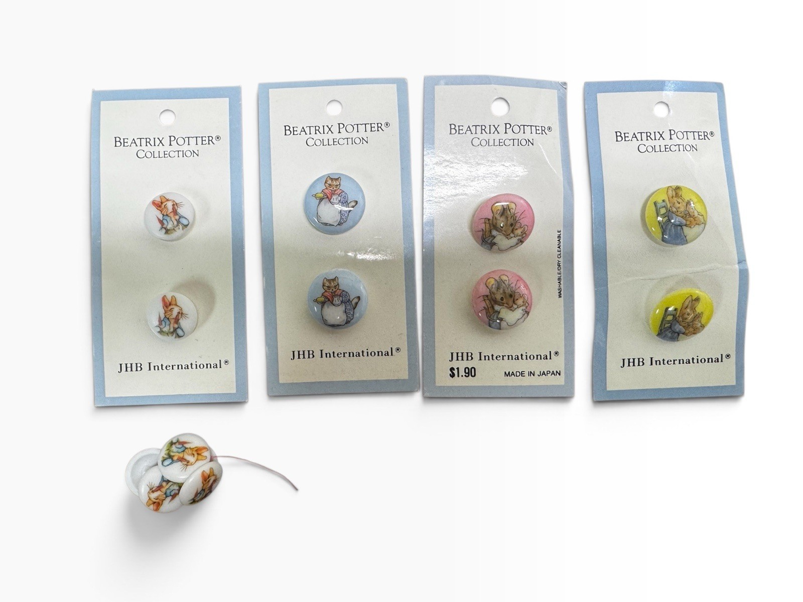 13 Vintage Beatrix Potter Collection Buttons JHB 4 New Packs And 5 Loose