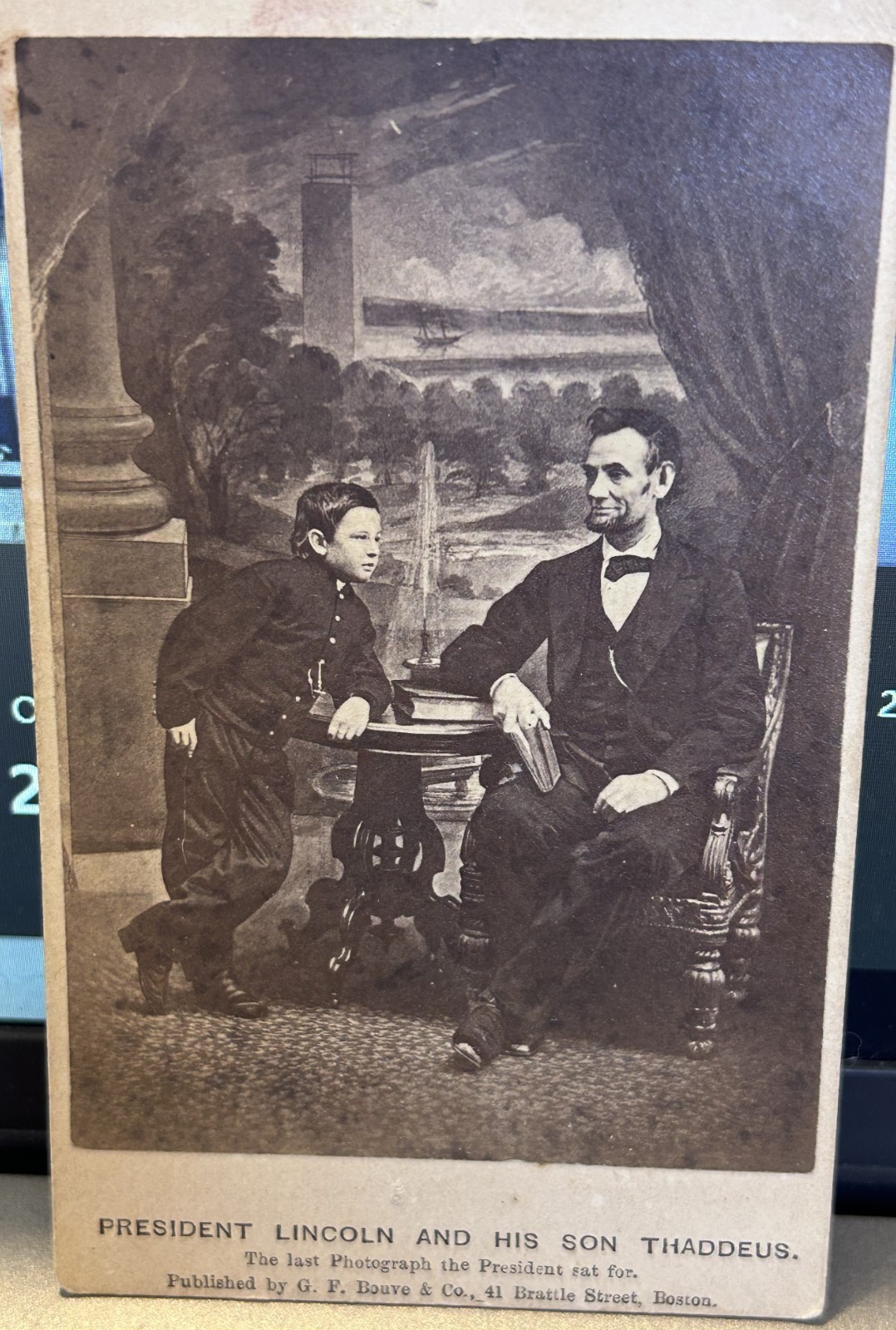 CDV Photograph of President Abraham Lincoln & his son Thomas 