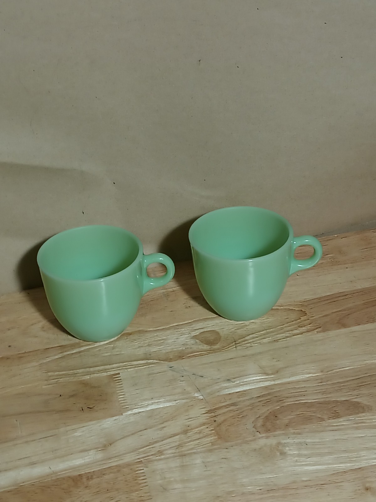 2 Vintage Anchor Hocking Fire King Jadeite Coffee Cup Mug Oven Ware C-Handle