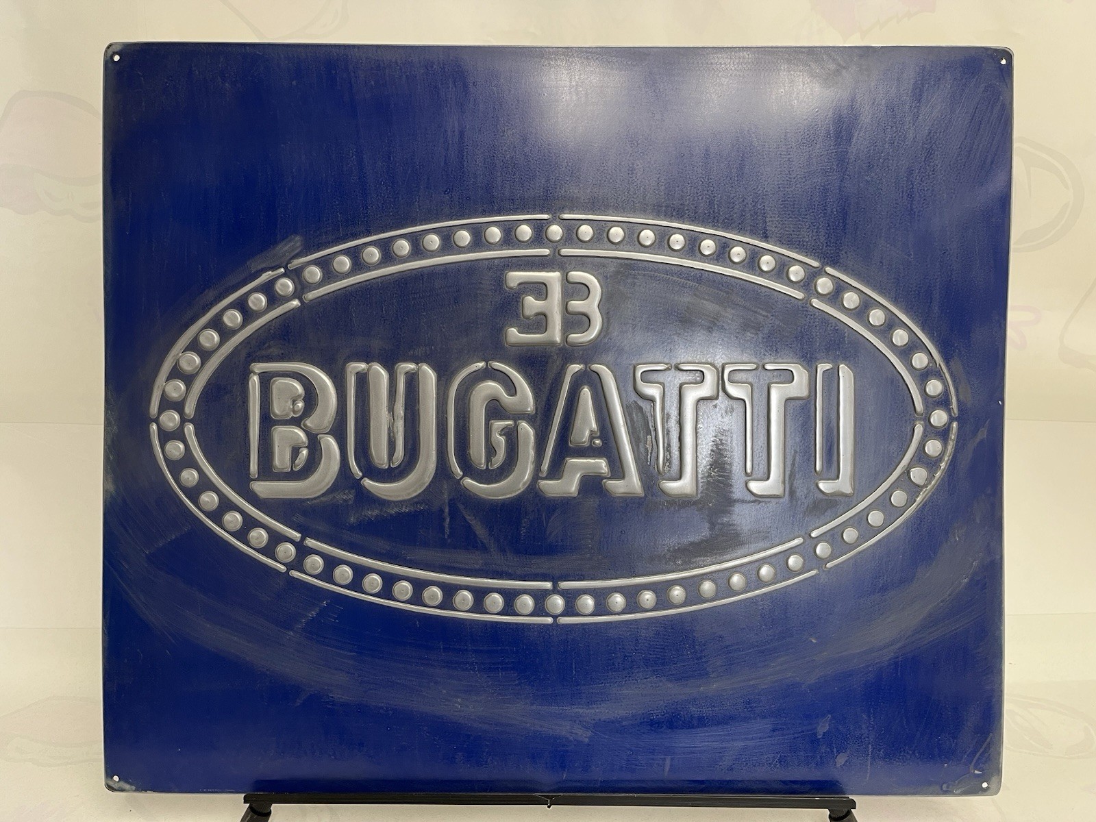 Bugatti Vintage Steel Garage Sign 20x24 Handmade Aluminum Relief