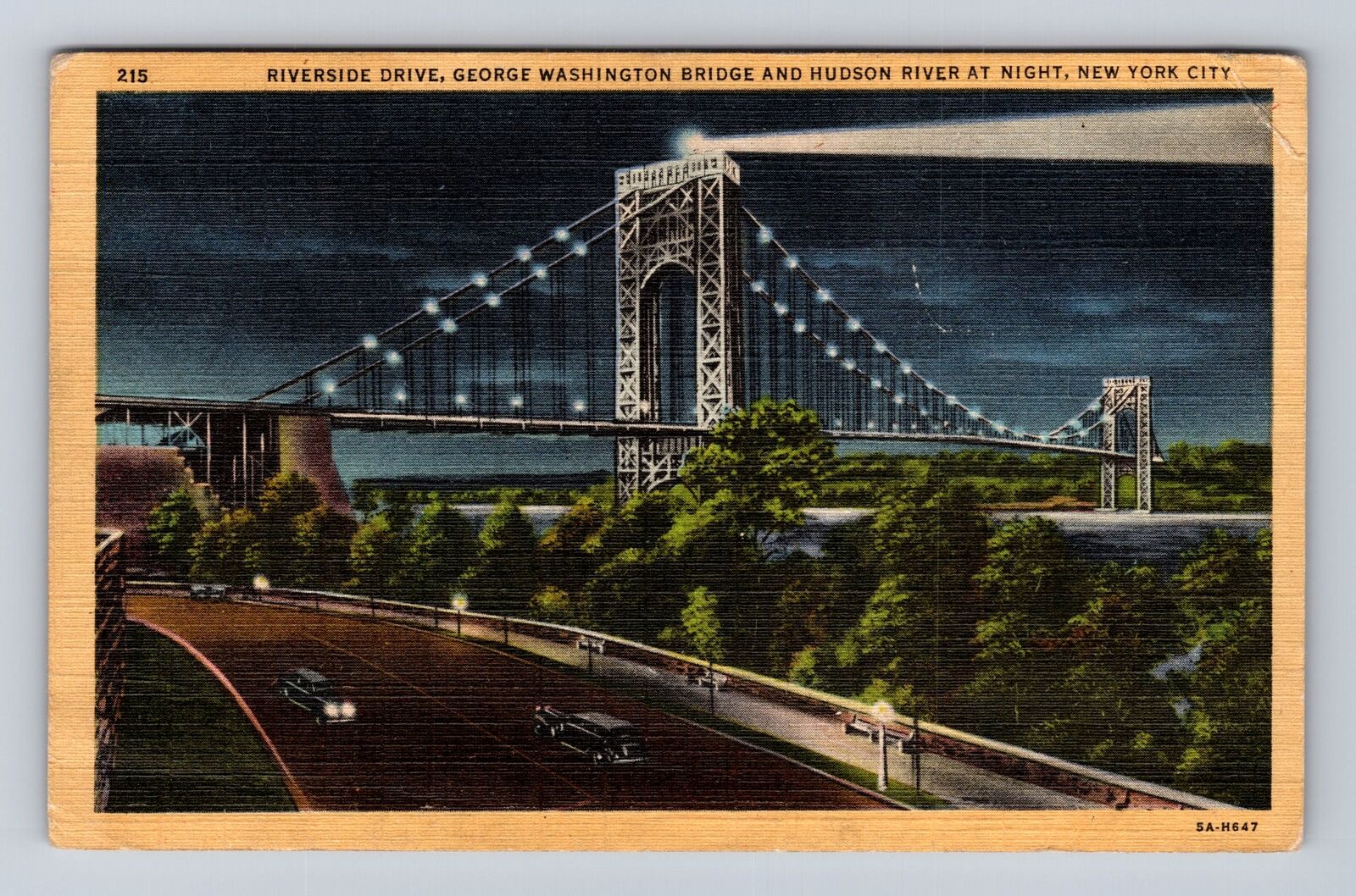 New York City NY-New York Riverside Drive, Bridge, Hudson River Vintage Postcard