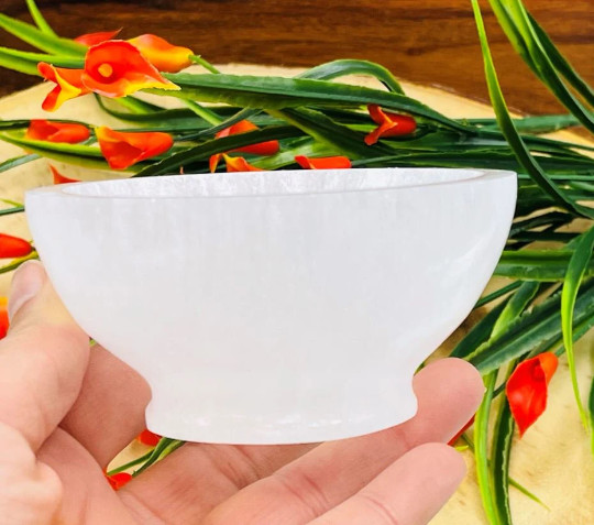 Selenite Crystal Charging Station Pedestal Bowl, Selenite Bowl, 4 inch
