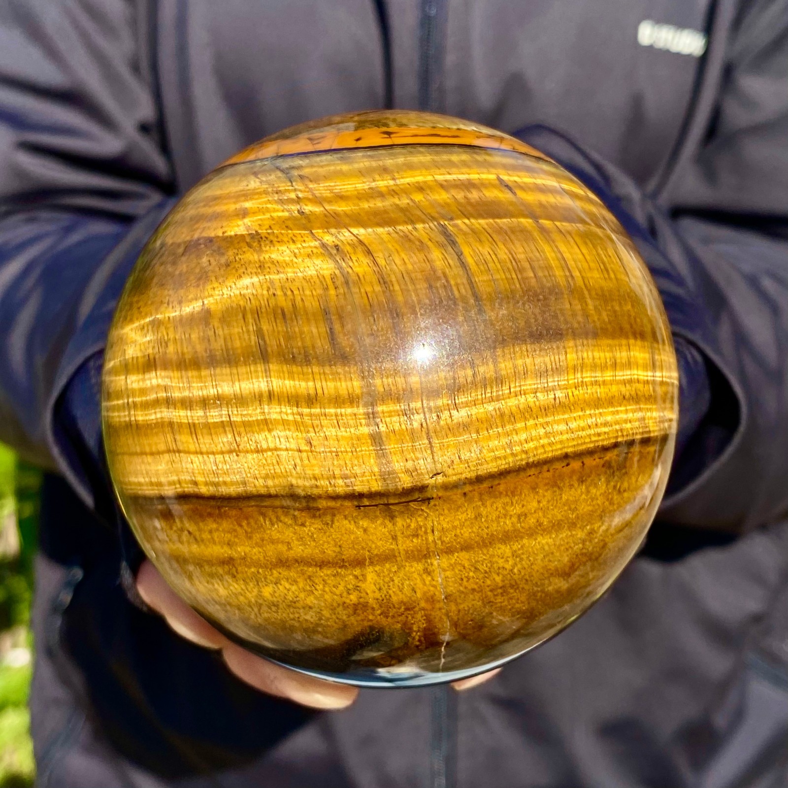 2.02LB Natural Tiger's eye stone quartz Sphere crystal ball rock Healing