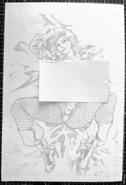Original Black Canary Semi-Nude Pencil Commission 11X17 Unknown Artist