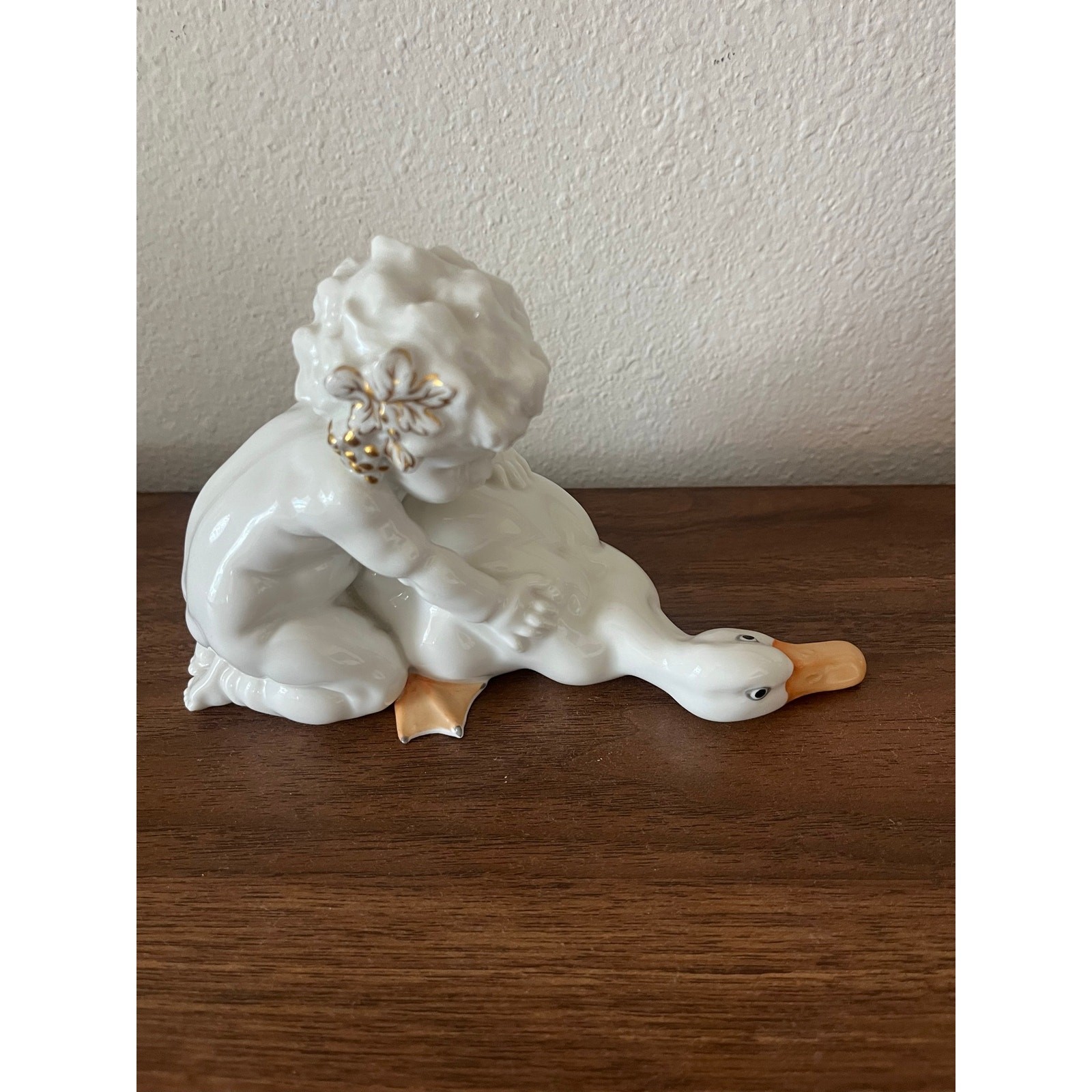 Vintage Hutschenreuther Selb Bavaria Cherub Goose Figurine Karl Tutter Germany