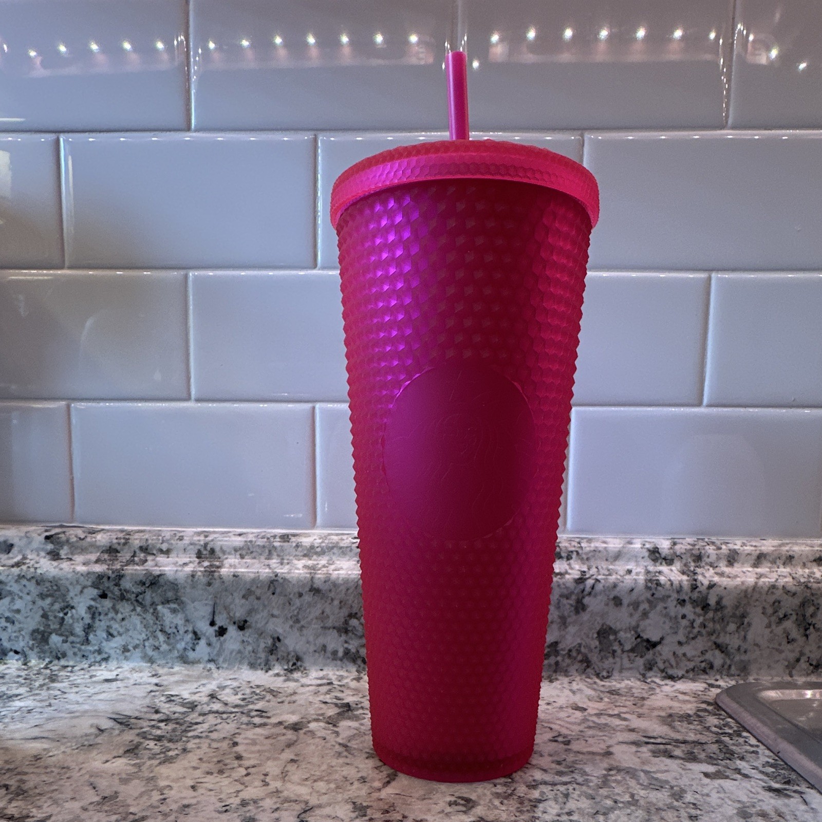 Starbucks Venti 24oz Neon Matte Pink Studded Tumbler