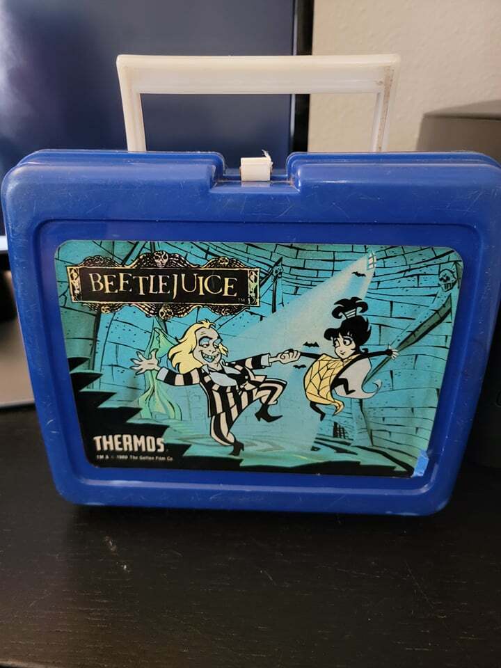 Beetle Juice 1989 Vintage Thermos Lunch Box Blue Rare