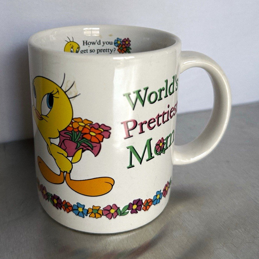 Vintage 2000 Tweety Bird World’s Prettiest Mom Mug Looney Tunes Y2K Giftco