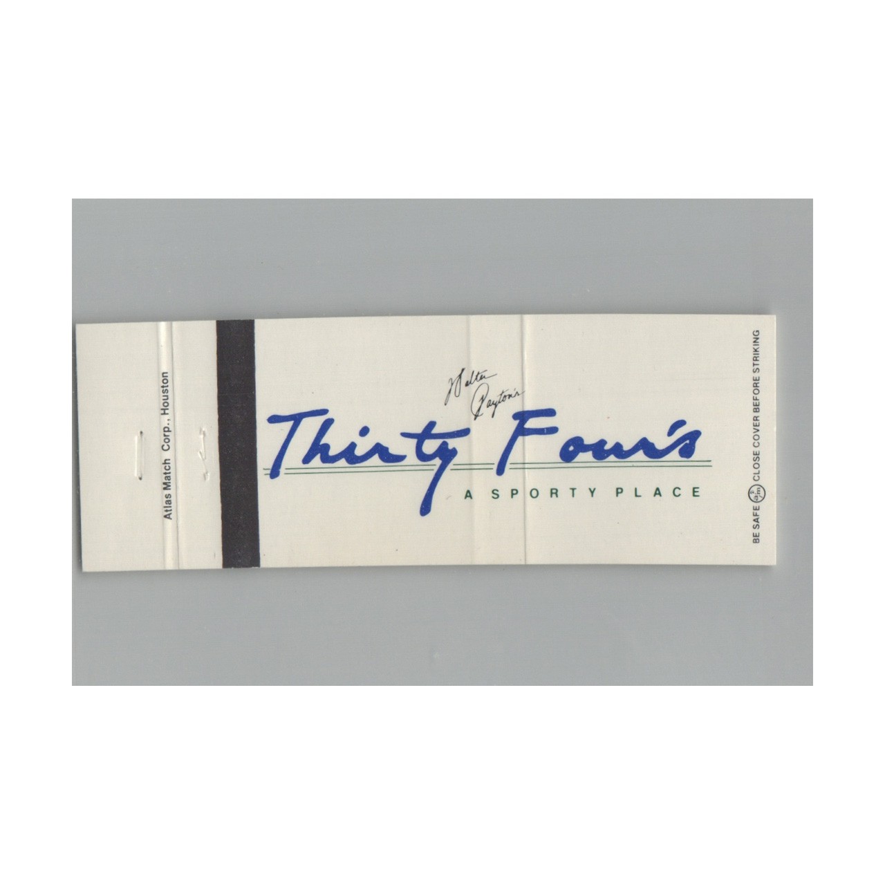 Matchbook Cover Walter Payton's Restaurant Thirty Four's Chicago IL