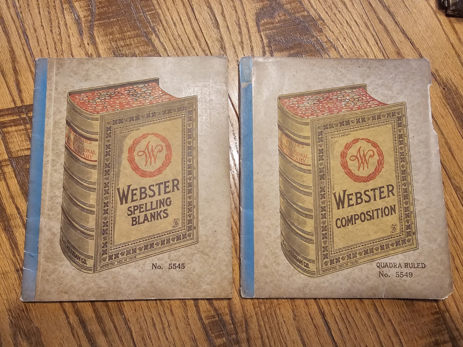 Antique Early 1900\'s Webster Composition Book # 5549 & Spelling Blanks #5545 