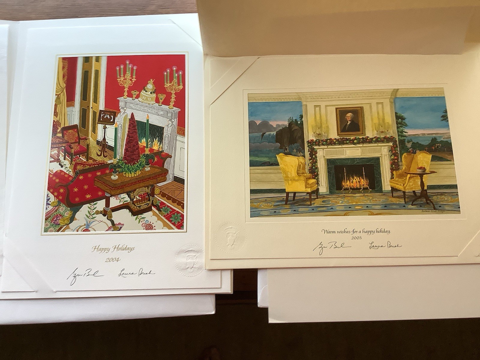 White House Large 2003 & 2004 Christmas Card George & Laura Bush Gift Prints White House Large 2003 & 2004 Christmas Card George & Laura Bush Gift Prints