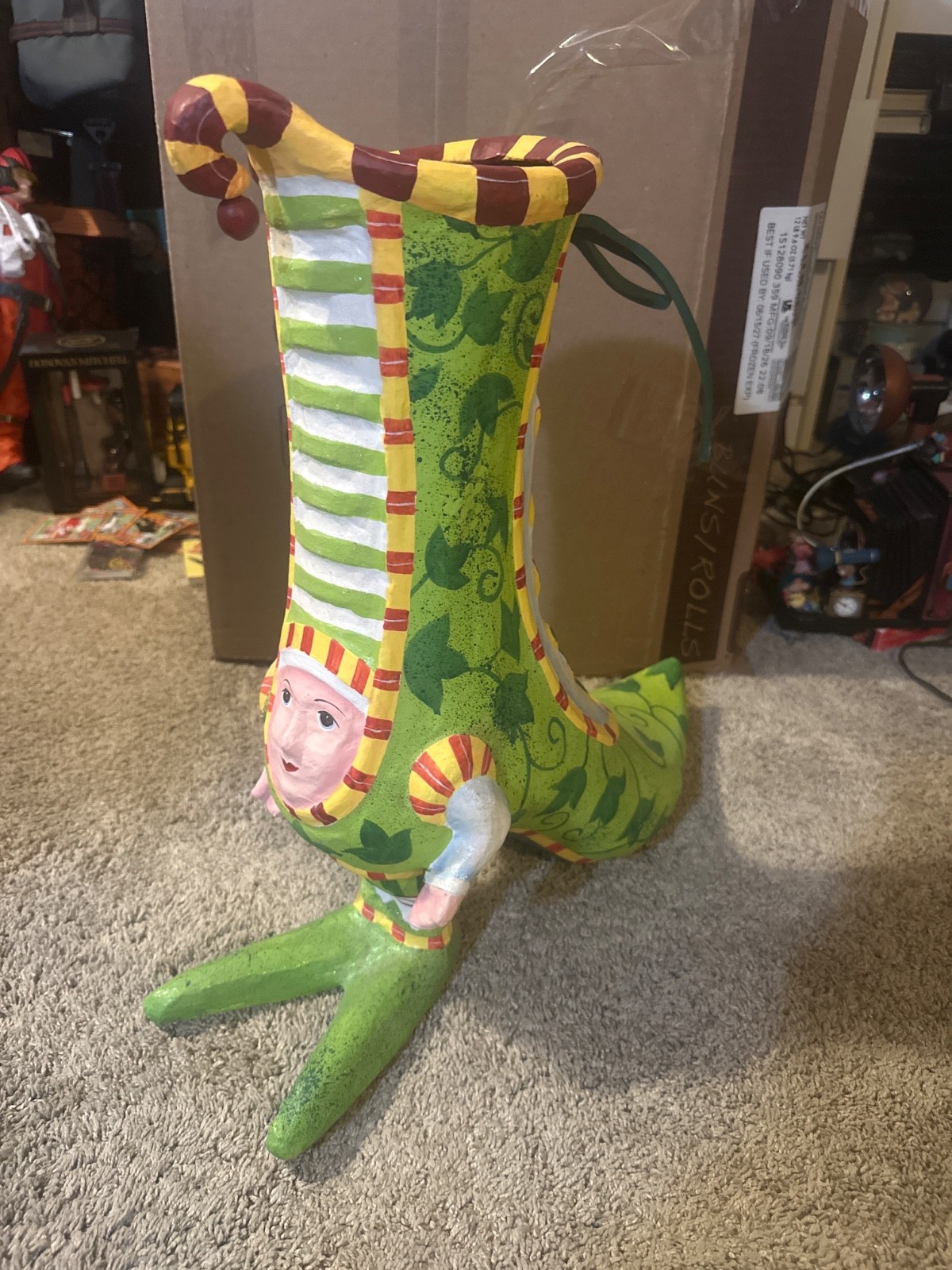 Very Rare Patience Brewster Dept 56 Xmas Krinkles Stocking Boot Store Display