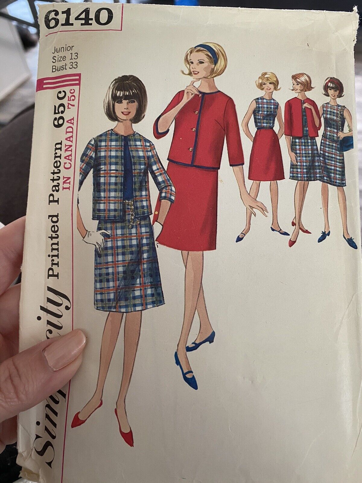 Vintage 1960’s Simplicity Sewing Pattern 6140 Junior Size 13 Cut and Complete 
