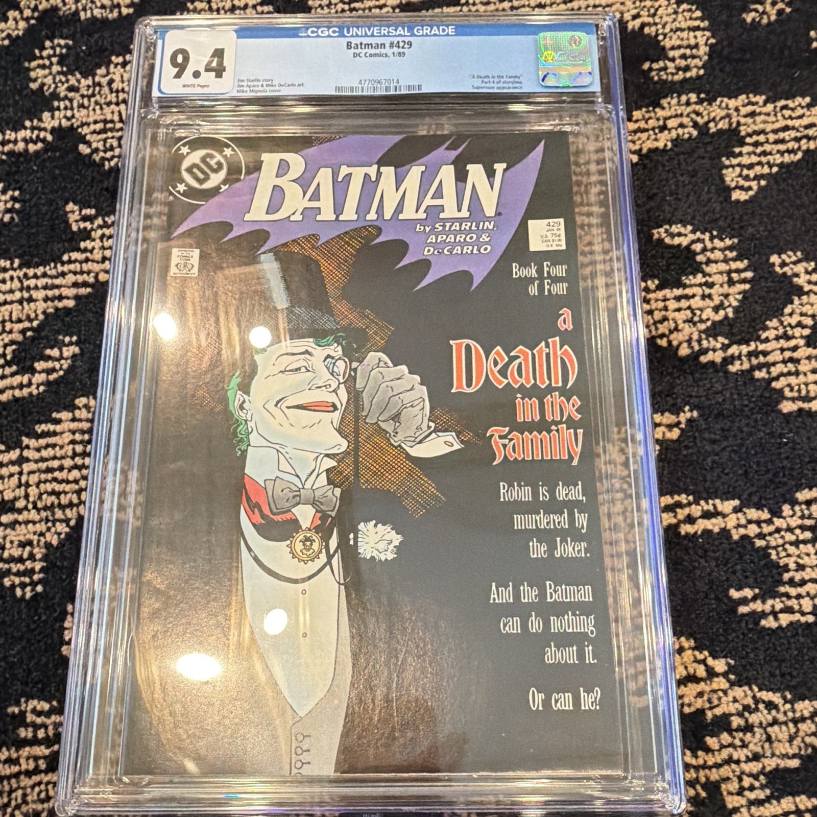 Batman #429 CGC 9.4 (1989) A Death in the Family Joker Robin White Pages Hot