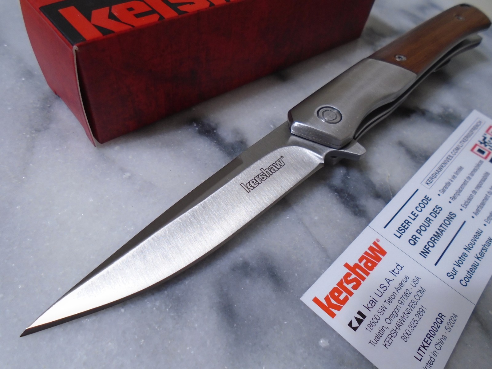 Kershaw Enhance Assisted Open Pocket Knife 8Cr13MoV Fancy Wood Folder 1419 New