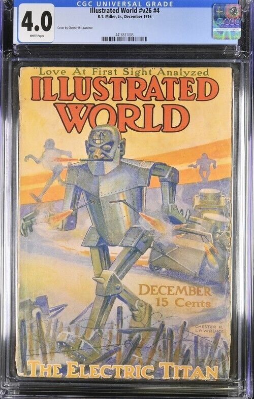 Illustrated World 1916 December. CGC 4.0  Classic Robot Cover.    Pulp