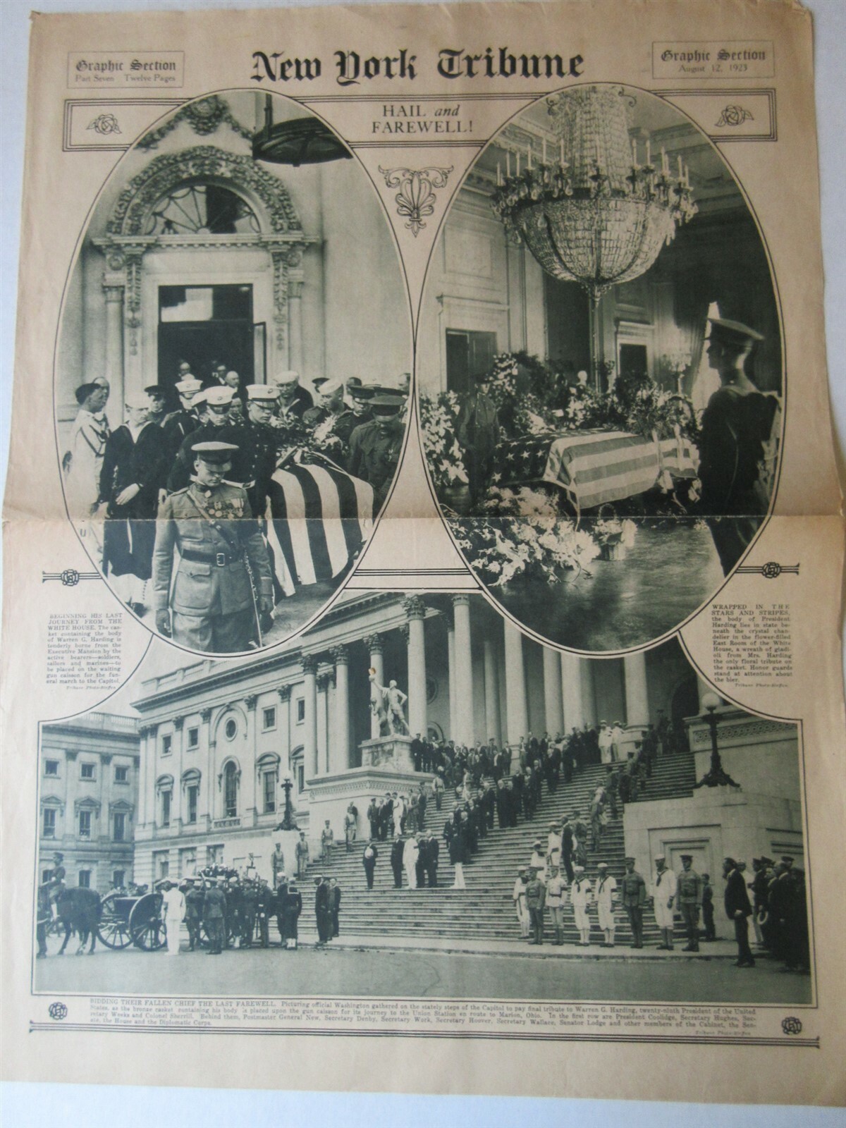 New York Tribune Aug 12, 1923 Warren Harding funeral special Graphic section