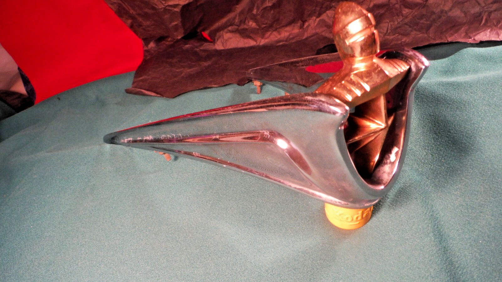 BO26 Lincoln Premier Hood Ornament Vntage Gold Knight 1956 LINCOLN PREMIER CAPRI