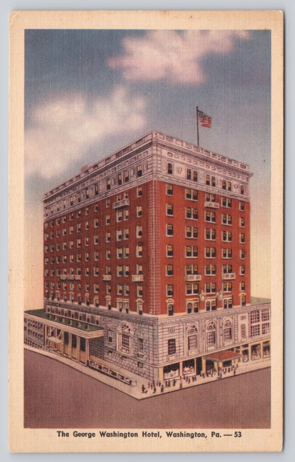 Vintage George Washington Hotel Washington PA Postcard 1950s Dexter Press Vintage George Washington Hotel Washington PA Postcard 1950s Dexter Press