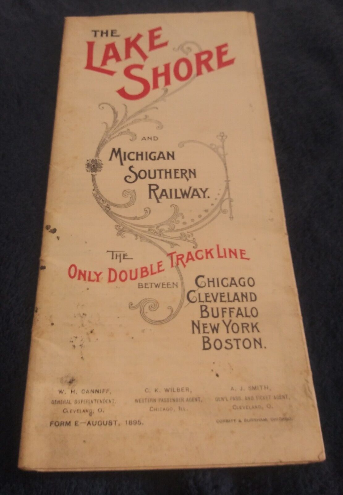 1895 Train Railroad Time Table Schedule  Lake Shore & Michigan Southern Railway