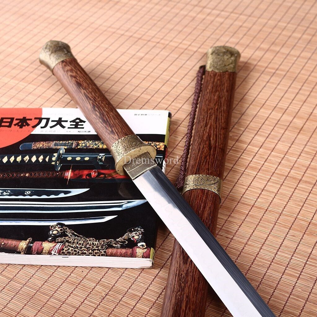 L6 Clay tempered Chokutō Straight Katana Japanese Samurai Sword Rosewood Saya