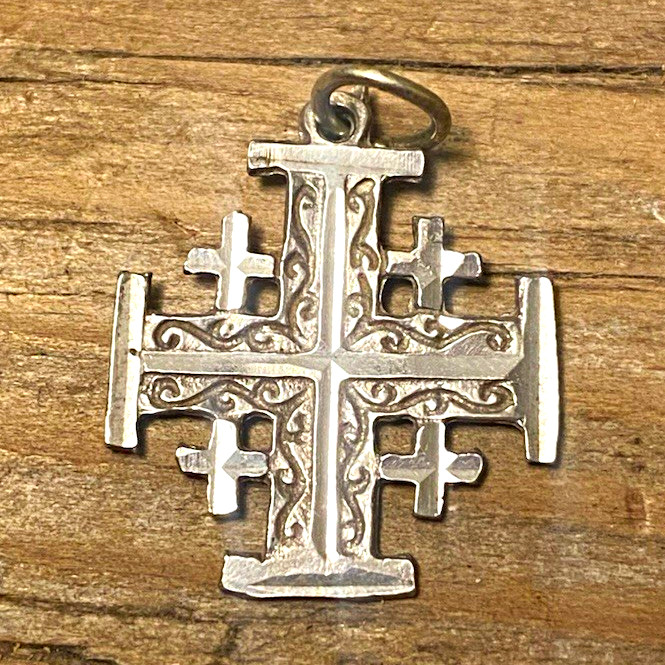 Jerusalem Cross Pendant Charm Vintage 925 Sterling Silver