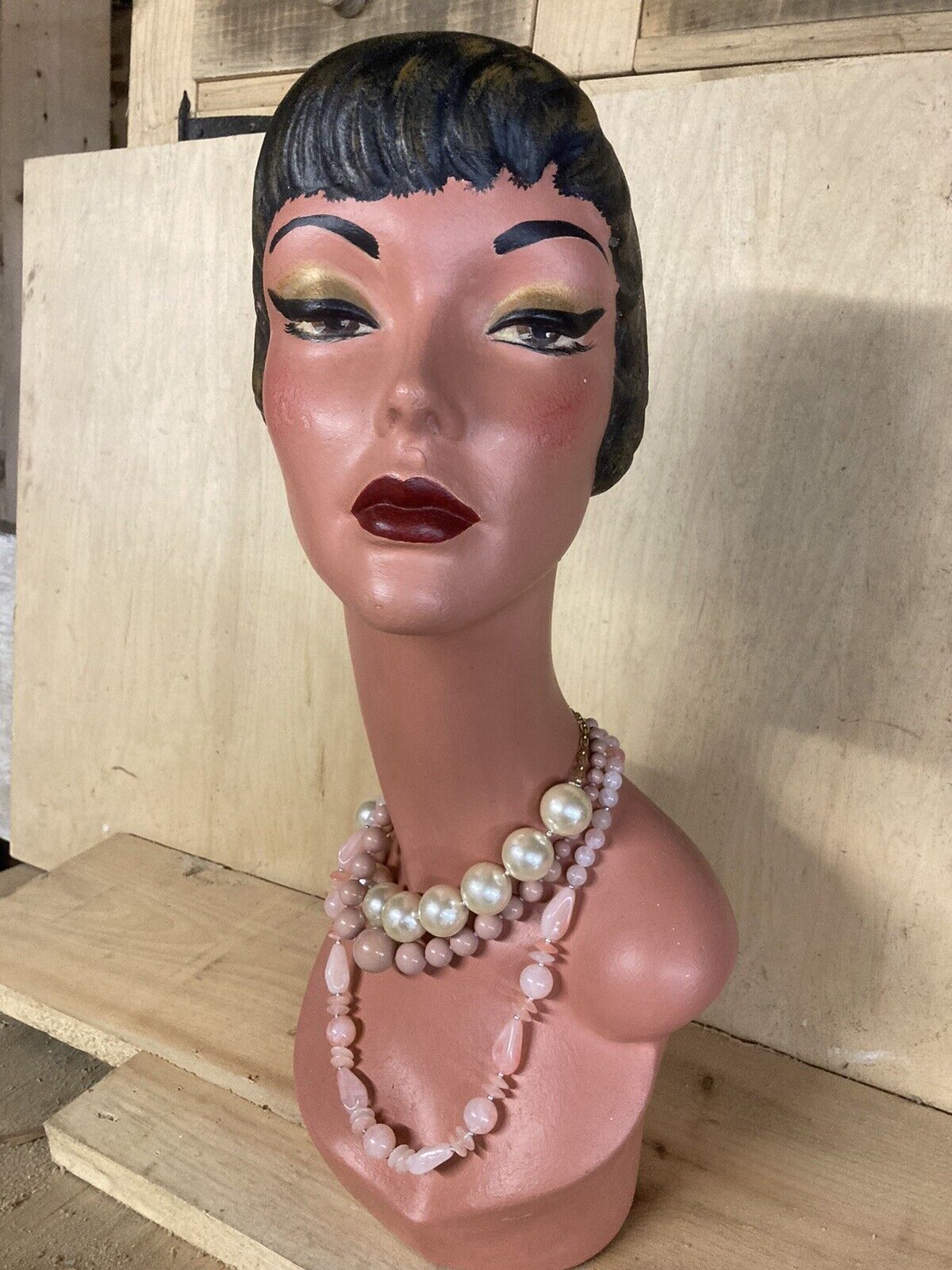 Antique 30’s 30’s Mannequin Head Millinery Store Display Flapper Girl Vintage