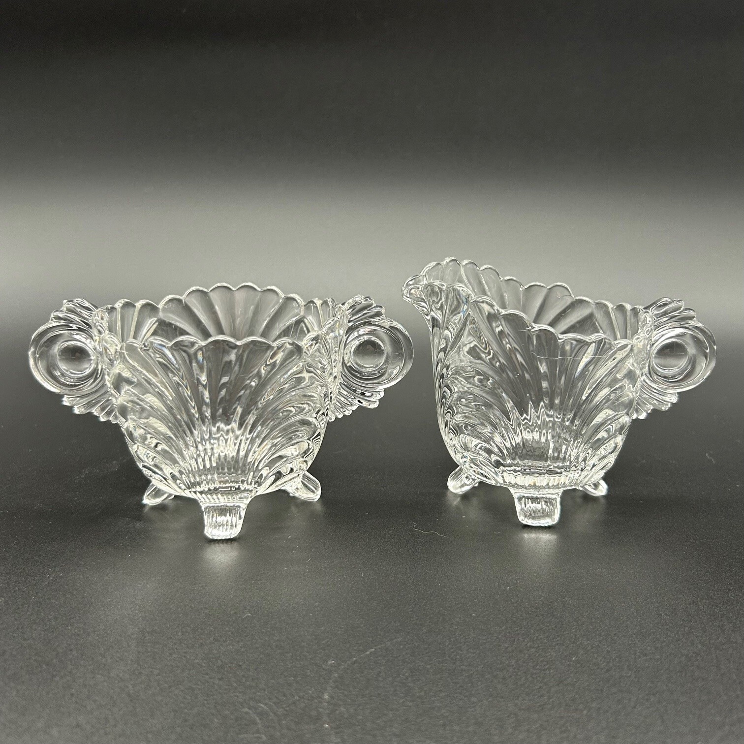 Vtg Cambridge Glass Clear Caprice Creamer and Sugar Bowl Set