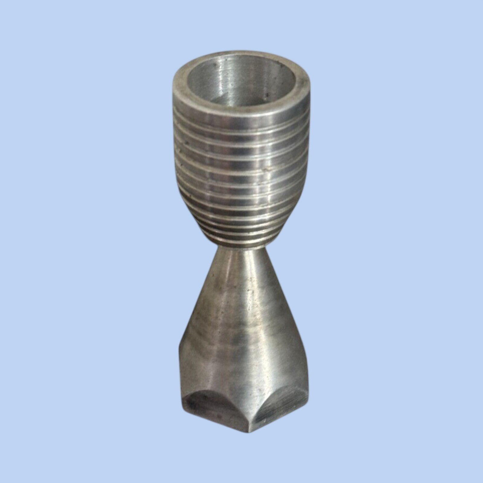 Vintage Geometric Candlestick Holder MCM Modernist Aluminum Space Age Brutalist