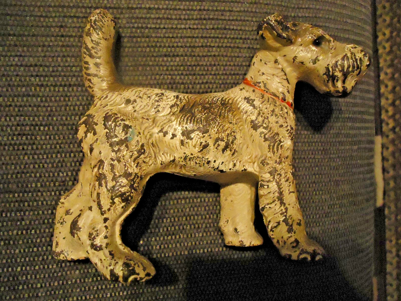💥ANTIQUE FOX TERRIER DOG CAST IRON HUBLEY DOORSTOP 1920's