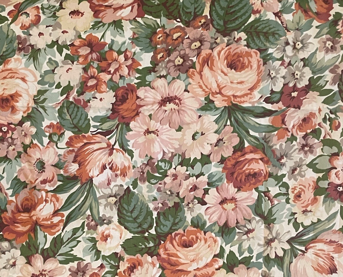 Jonelle Duracolour 1980 ‘Denby Garden’ Pink & Peach Rose Print 60cm X 50cm