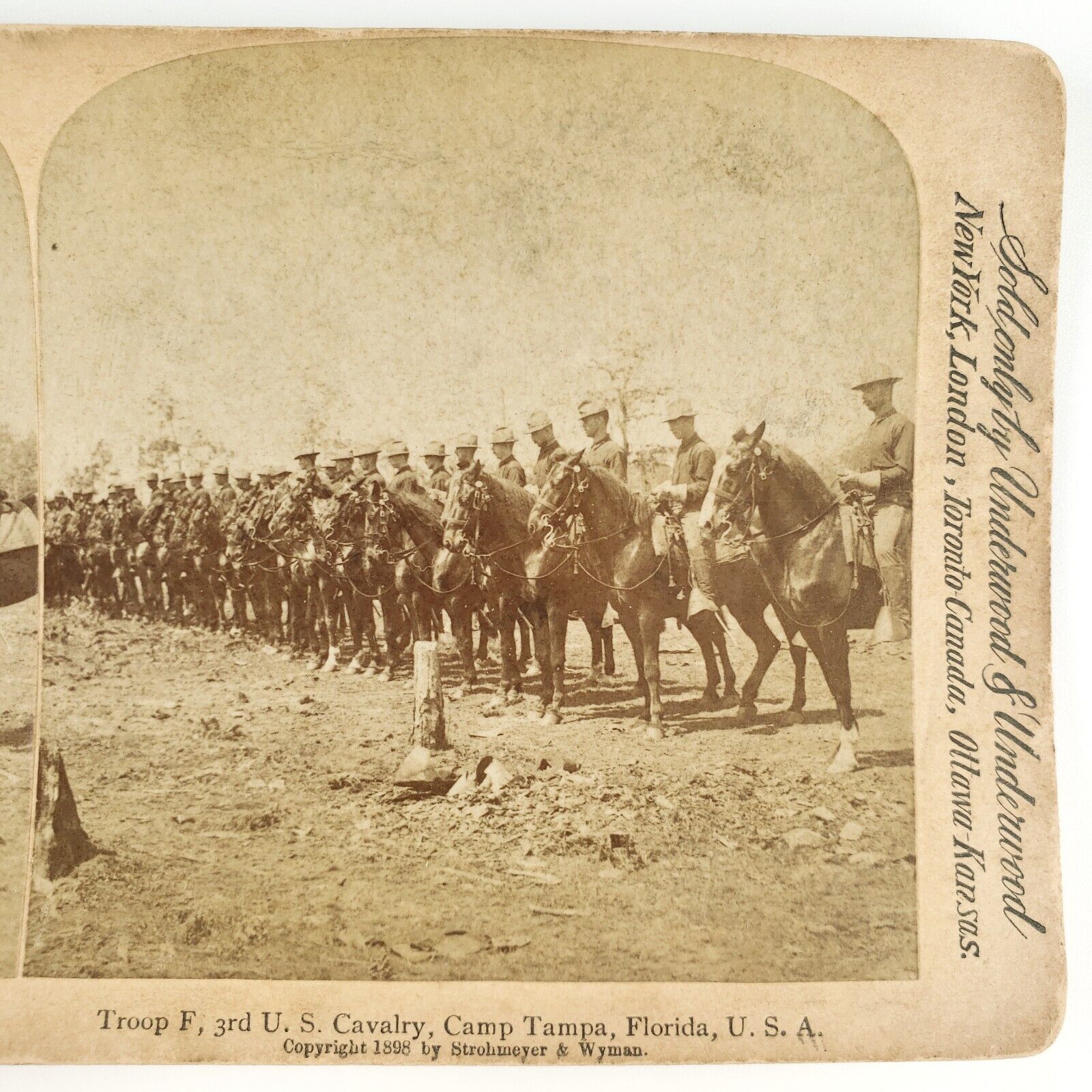 Camp Tampa Cavalry Troop F Stereoview c1898 Spanish American War Florida A2202