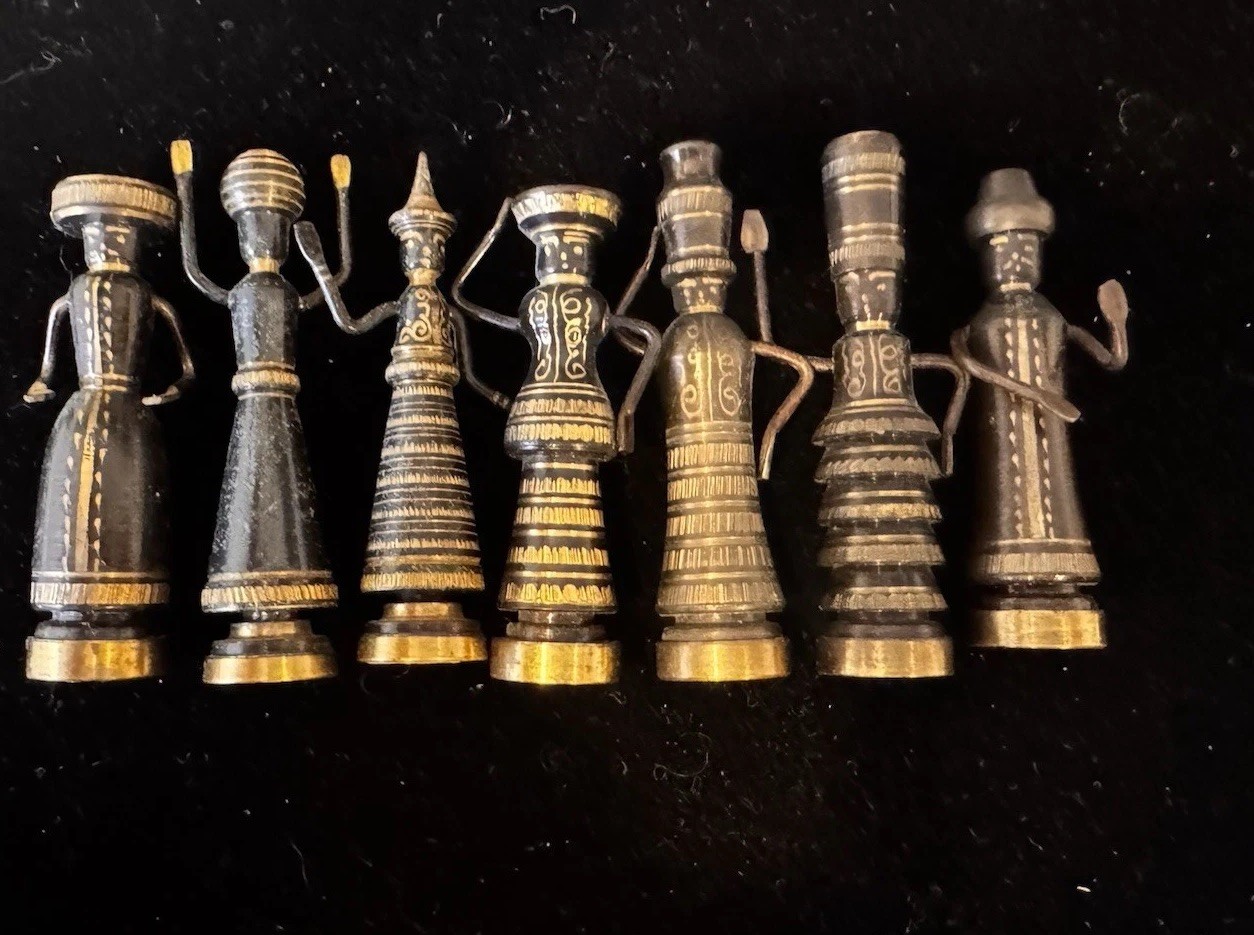 Judaica Hans Troppich Hand Carved Figurines Brass Bronze Jerusalem Lot of 7 
