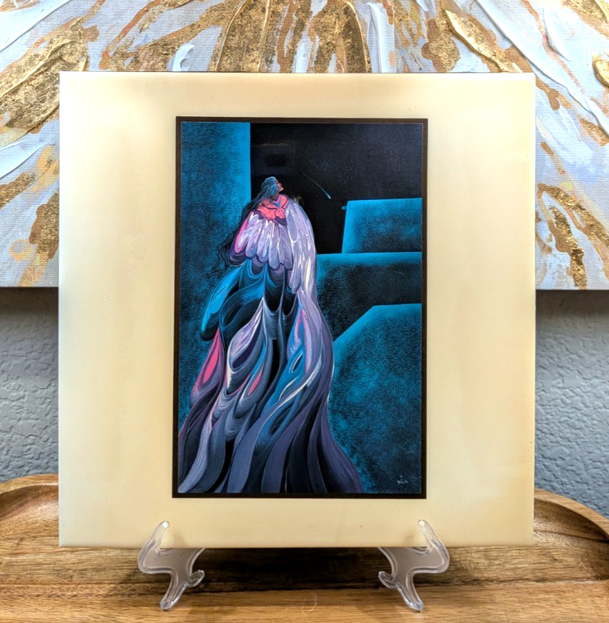 Bill Rabbit Native American Woman Falling Star Art Tile Plaque Cherokee