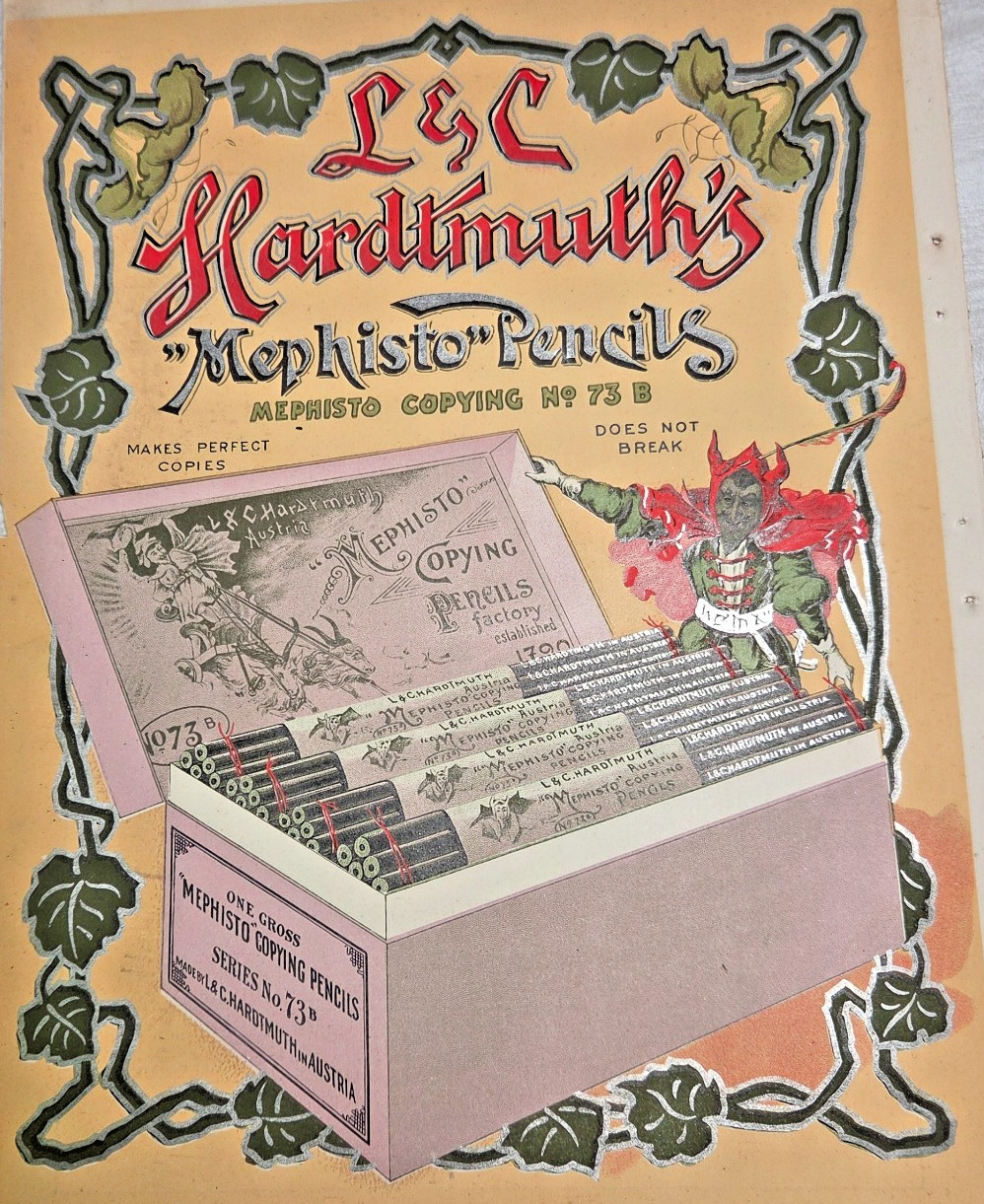 Antique L. & C. Hardtmuth Devil “Mephisto” Copying Pencil Advertisement Antique L. & C. Hardtmuth Devil “Mephisto” Copying Pencil Advertisement